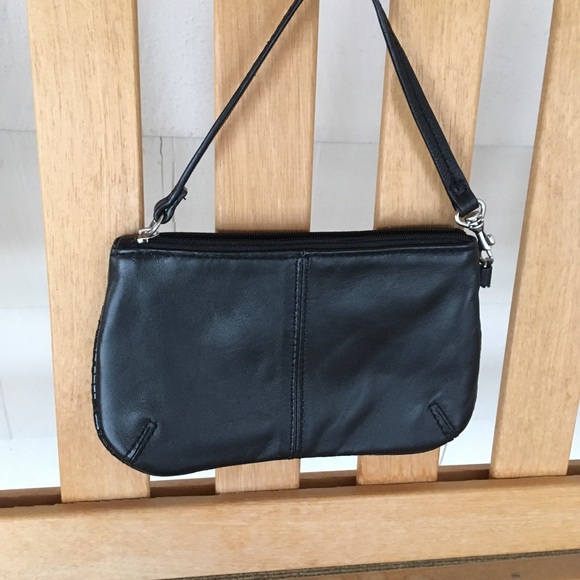 Sharif Black leather satchel wristlet purse - Picture 5 of 7